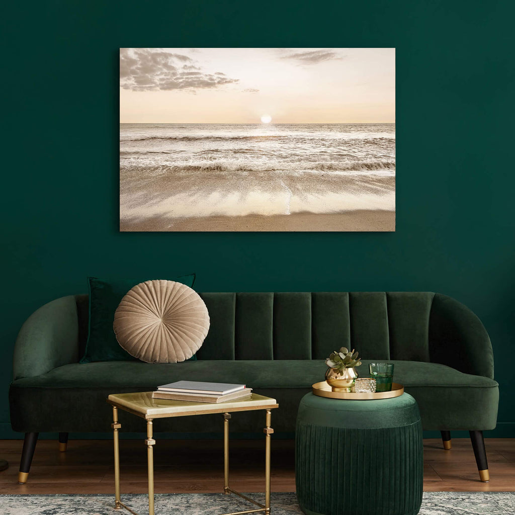 Tropical Coastal Sunset Seashore Canvas Wall Art 45"x30"