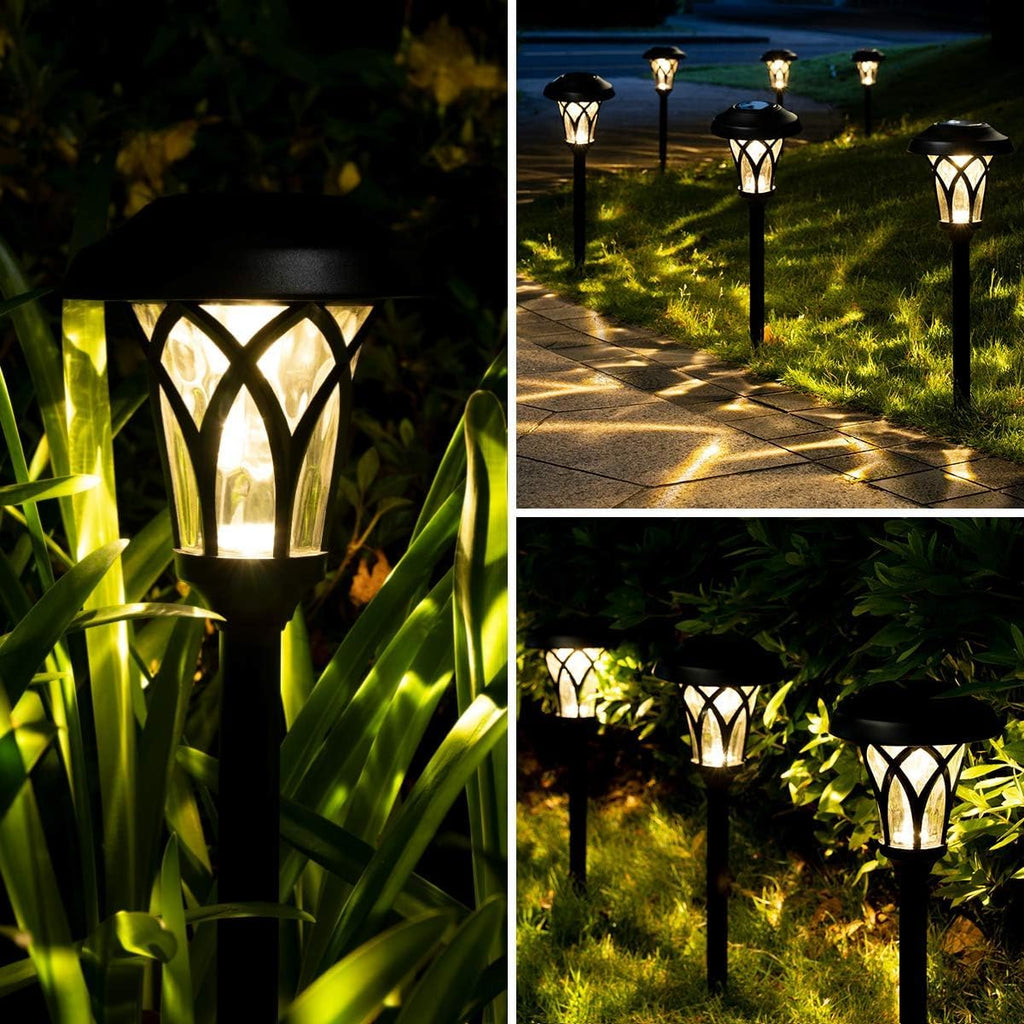 Solar Pathway Lights Outdoor, Metal Glass & ABS Landscape Lights
