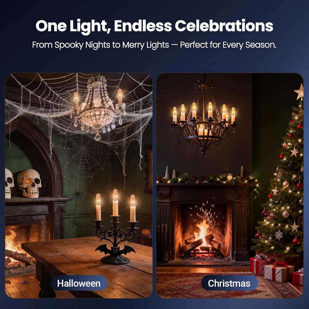 E12 Flame Light Bulbs Real Flickering Effect LED Candelabra Bulb-6