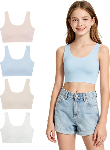 Girls'Sports Bras Wire-Free Seamless Bra with Fixed Pads Size