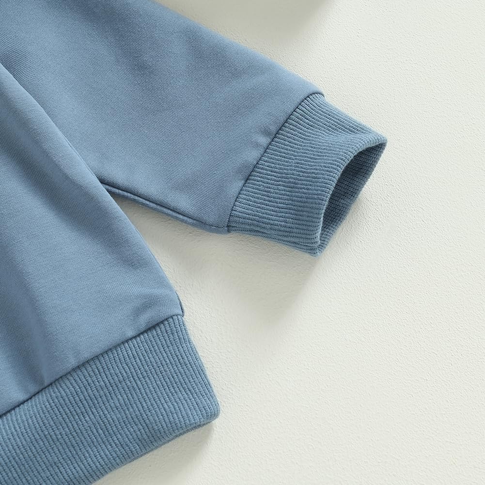 Toddler Baby Boys Fall Outfits Long Sleeve Pull On Sweatshirt Elastic Waist Pants 2Pcs Solid Clothes Set