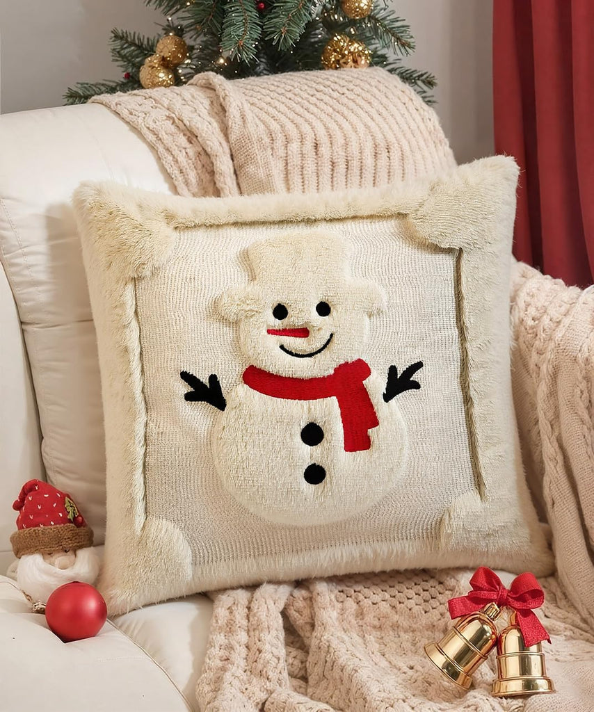 Faux Fur Christmas Pillow Covers 18x18 - Set of 2