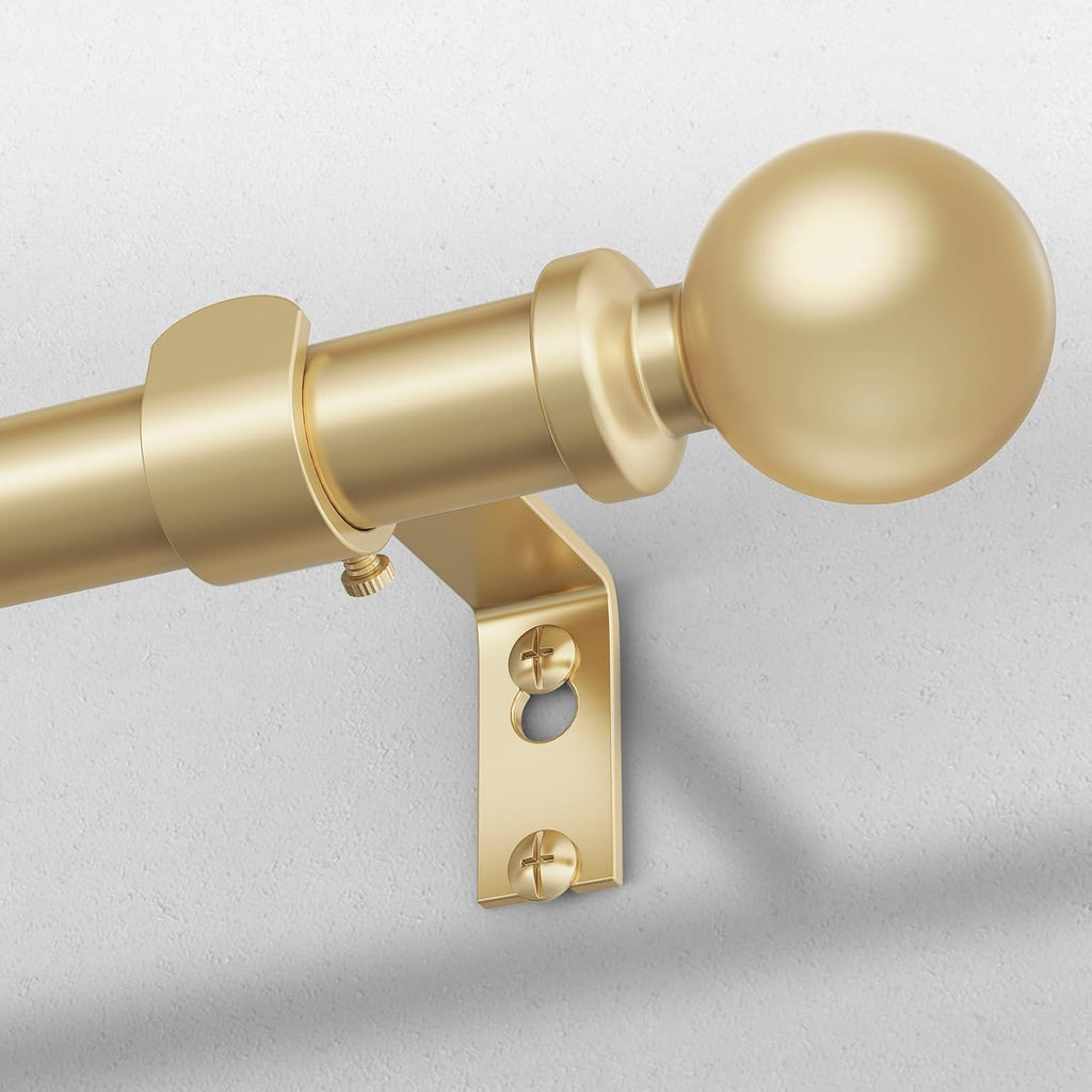 Gold Curtain Rod 36-91 Inch, 1 Inch Adjustable Heavy Duty Curtain Rods for Windows, Decorative Modern Window