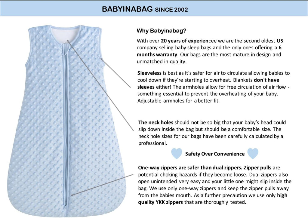 Very Warm 2.5 Tog Quilted Winter Model Baby Sleep Bag or Sack, Plush Minky Dot for Infants and Toddlers