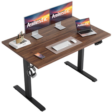 Electric Height Adjustable Standing Desk, 55 Inch, Dark Walnut