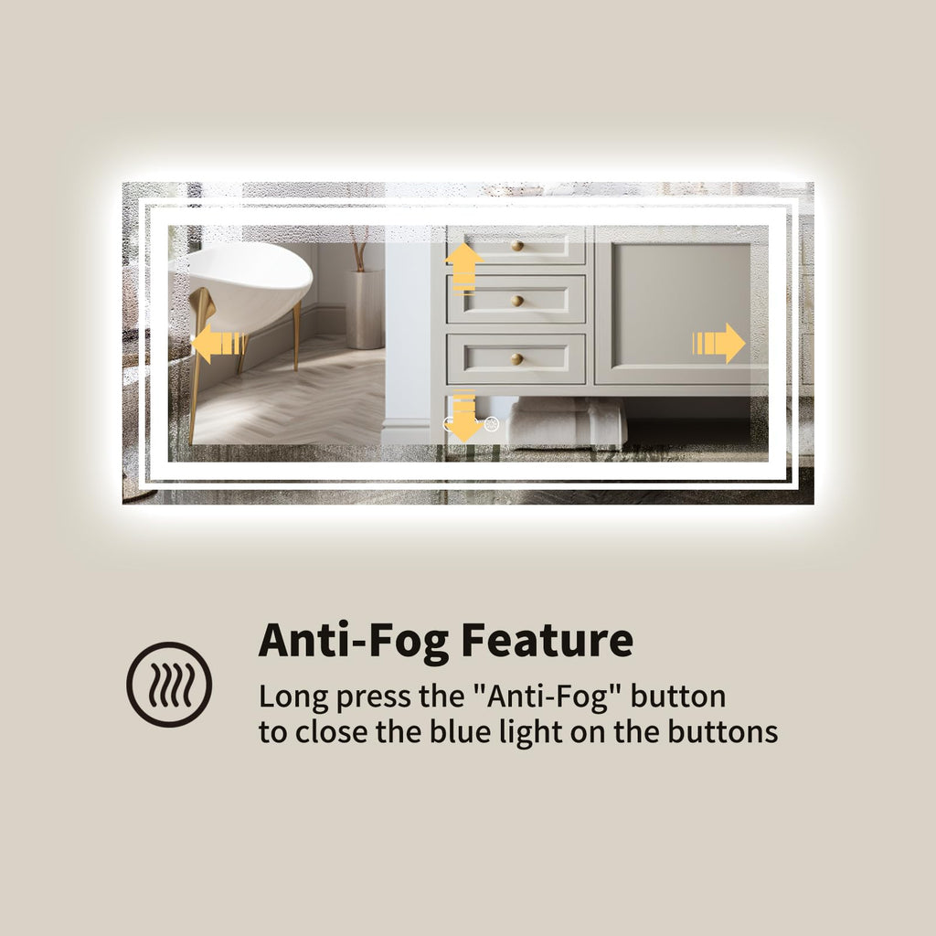 72" x 36" LED Bathroom Mirror with Light
