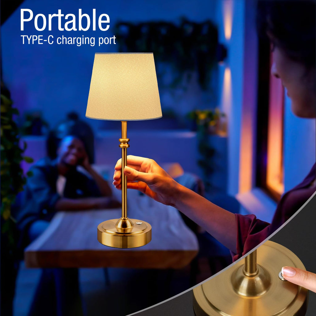 Cordless Lamp-Battery Operated Table lamp, 4000mAh Rechargeable, Stepless Dimmable, Small Touch Bedside Lamp