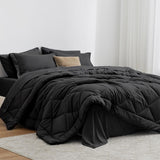 Love's cabin Twin Comforter Set Black, 5 Pieces Twin Bed in a Bag, All Season Bedding Sets with 1 Comforter