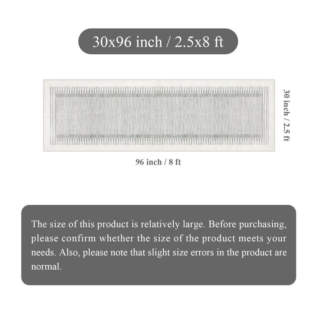 Modern White 2.5x8 Hallway Runner Rug, Berber Striped Kitchen Rugs Non Slip Washable Runner Rug, Soft Low Pile Indoor
