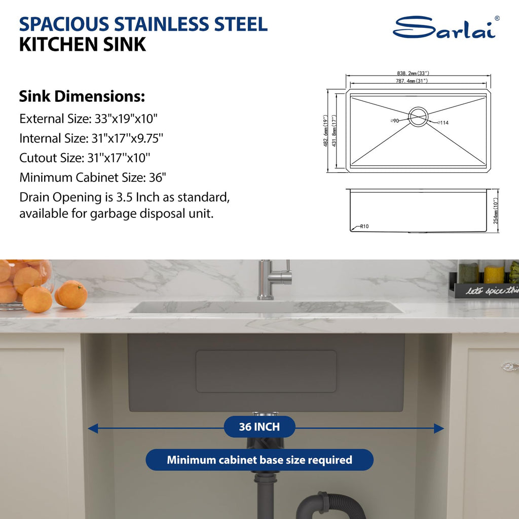 33 Kitchen Sink Undermount 33 x 19 Inch Undermount Sink Workstation