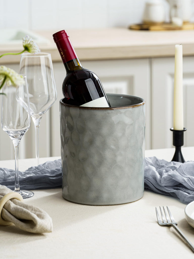 Ceramic Utensil Holder, 7.2"+5.8", Set of 2, Gray