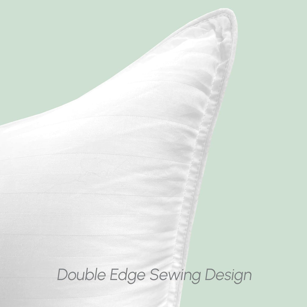 100% Cotton Shell Stripe Standard/Queen Size Set of 2 Pillows, Super Plush Cooling Gel Filling Hotel Quality Down