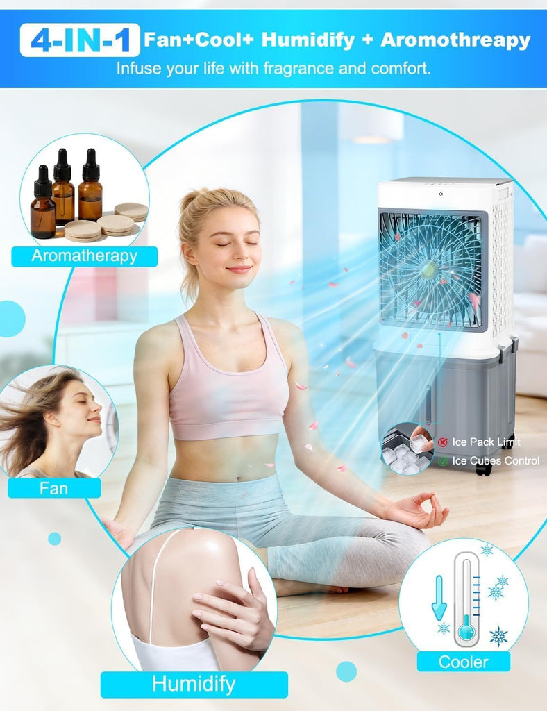 Portable Air Conditioners,Swamp Cooler Evaporative Air Cooler 2026 Upgraded Windowless with 10GAL Detachable Tank