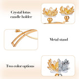Crystal Candle Holder, 5.6" Tall Gold Centerpieces for Tables, 3-Arm Lotus Candelabra, Home Decor, Coffee Table and
