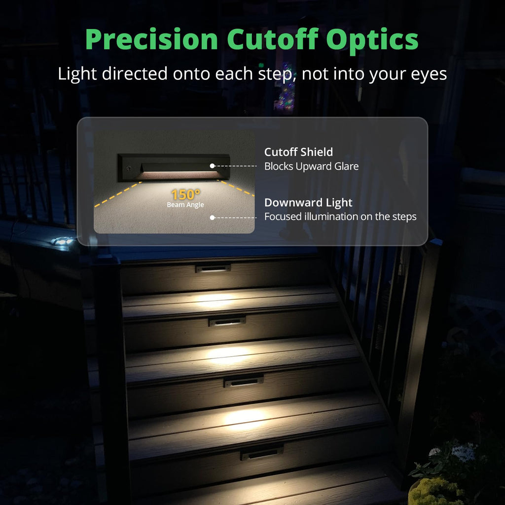6 Pack LED Low Voltage Linear Step Lights, Landscape Cutoff Stair Riser Light, 2W 9-15V AC/DC 3000K Outdoor