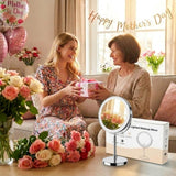 Makeup Mirror, 3000mAh Rechargeable Double-Sided Magnifying Vanity Mirror with 3 Colors, 1X/10X, Adjustable Brightness