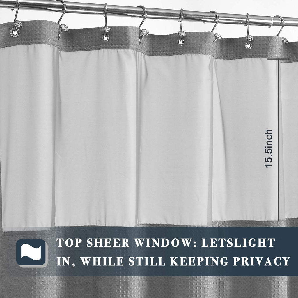 Stall Waffle Weave Shower Curtain with Snap-in Liner Gray 36x72