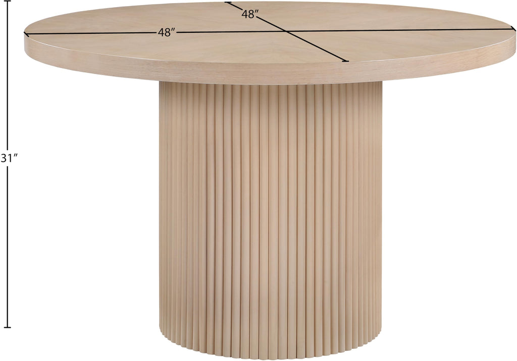 728Oak-T Belinda Collection Mid-Century Modern Dining Table, Solid Wood Base, Natural Finish Oak Wood Veneer MDF Top