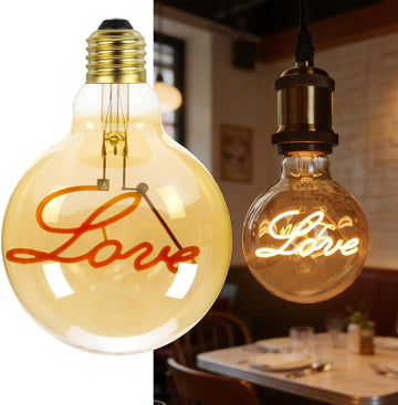Edison Bulb Led Bulb Vintage 4W Dimmable 110-130V 2000Kelvin Super Yellow Warm Decorative Light Bulb (G30 Love Drop)