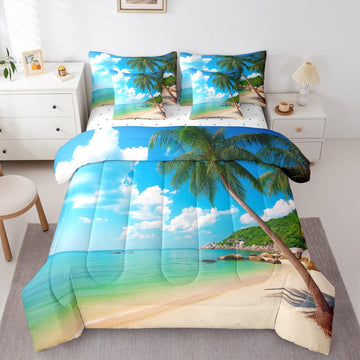 Ocean Beach Comforter Set, Palm Trees 7-Piece