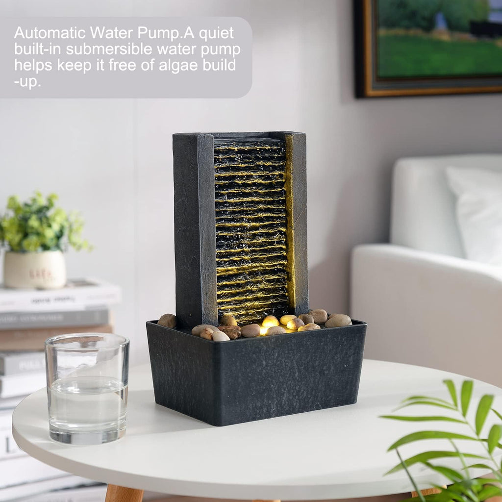 House Decorative Indoor Fountain Meditation Gurgling Water Fountain,Women Gift for Mom, Decor with Led
