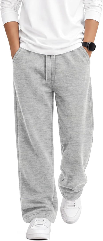 Boys Baggy Sweatpants Kids Straight Wide Leg Open Bottom Pants