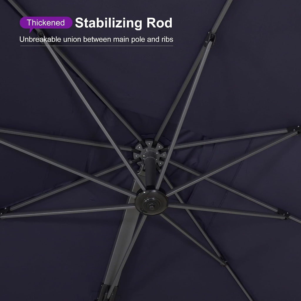 11' X 15' Rectangle Patio Umbrella Large Cantilever Outdoor Aluminum Offset Umbrella with 360-degree Rotation Pool Navy