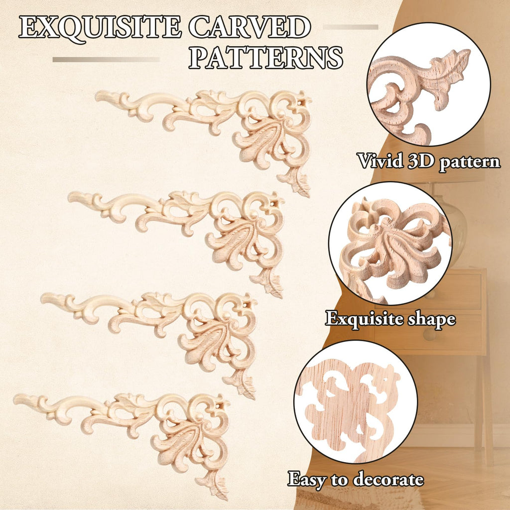 20 Pcs Wood Applique Corner Onlay Decorative DIY, Cute Style