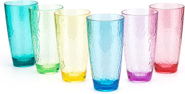 Hammered 26-ounce Plastic Tumbler Acrylic Glasses, set of 6 Multicolor
