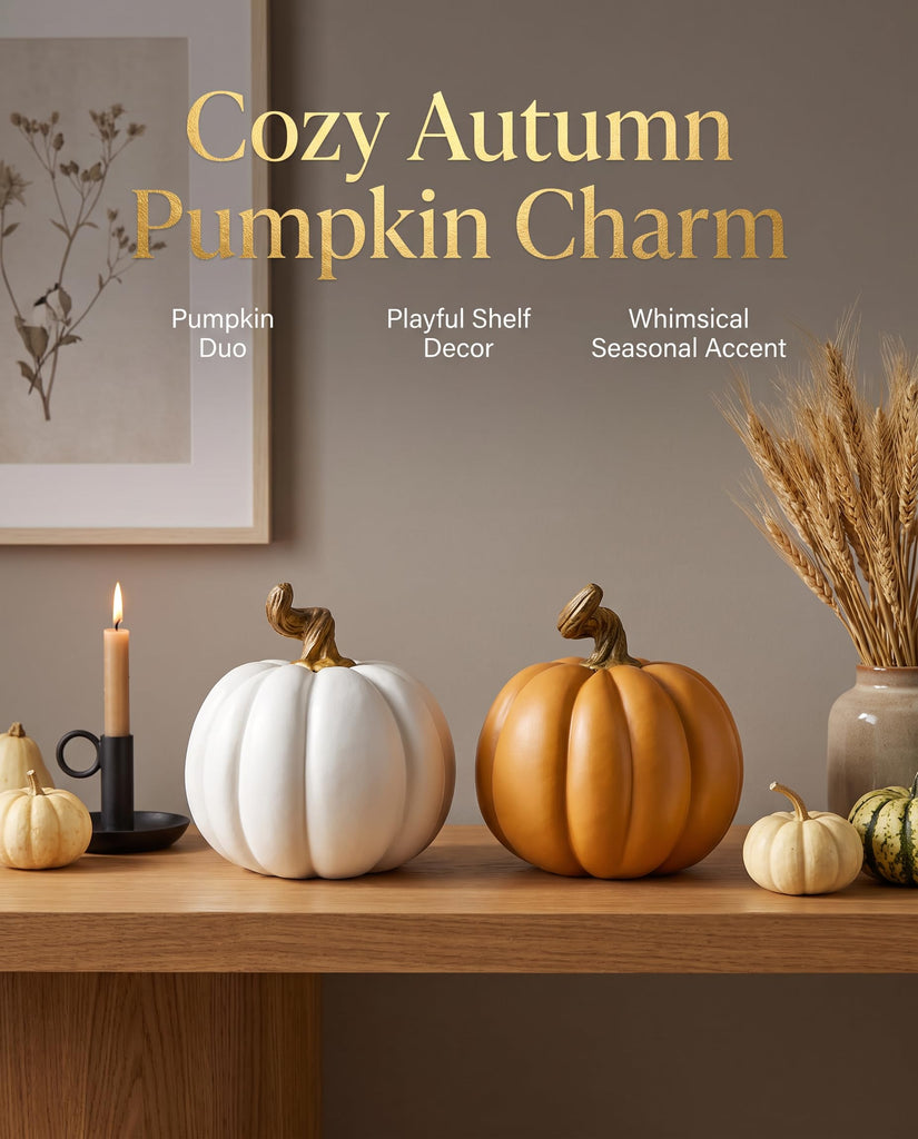 Set of 2 Fall Decorations Resin Decorative Pumpkin Decor 4''