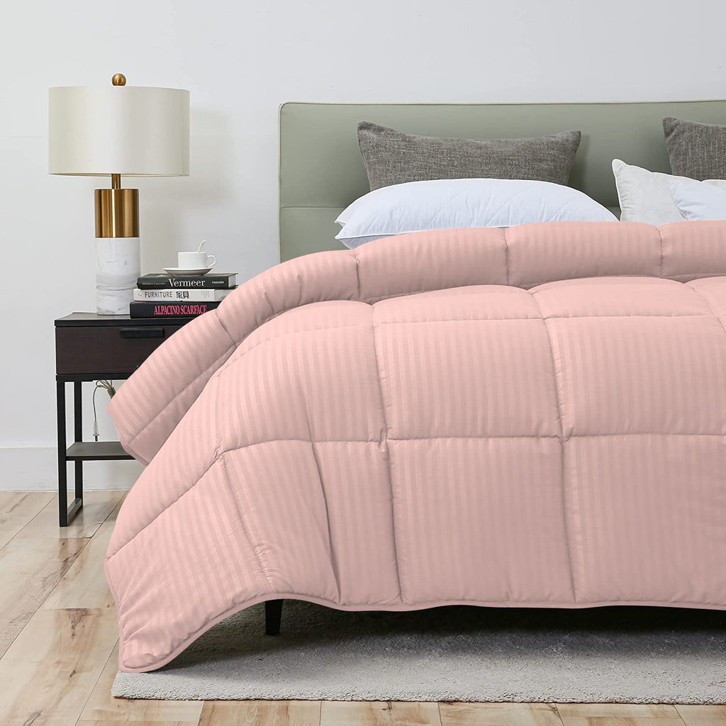 Luxurious 1000 Thread Count 5 Piece Comforter Set, 100% Egyptian Cotton Cover, Damask Stripe, 500 GSM Filling