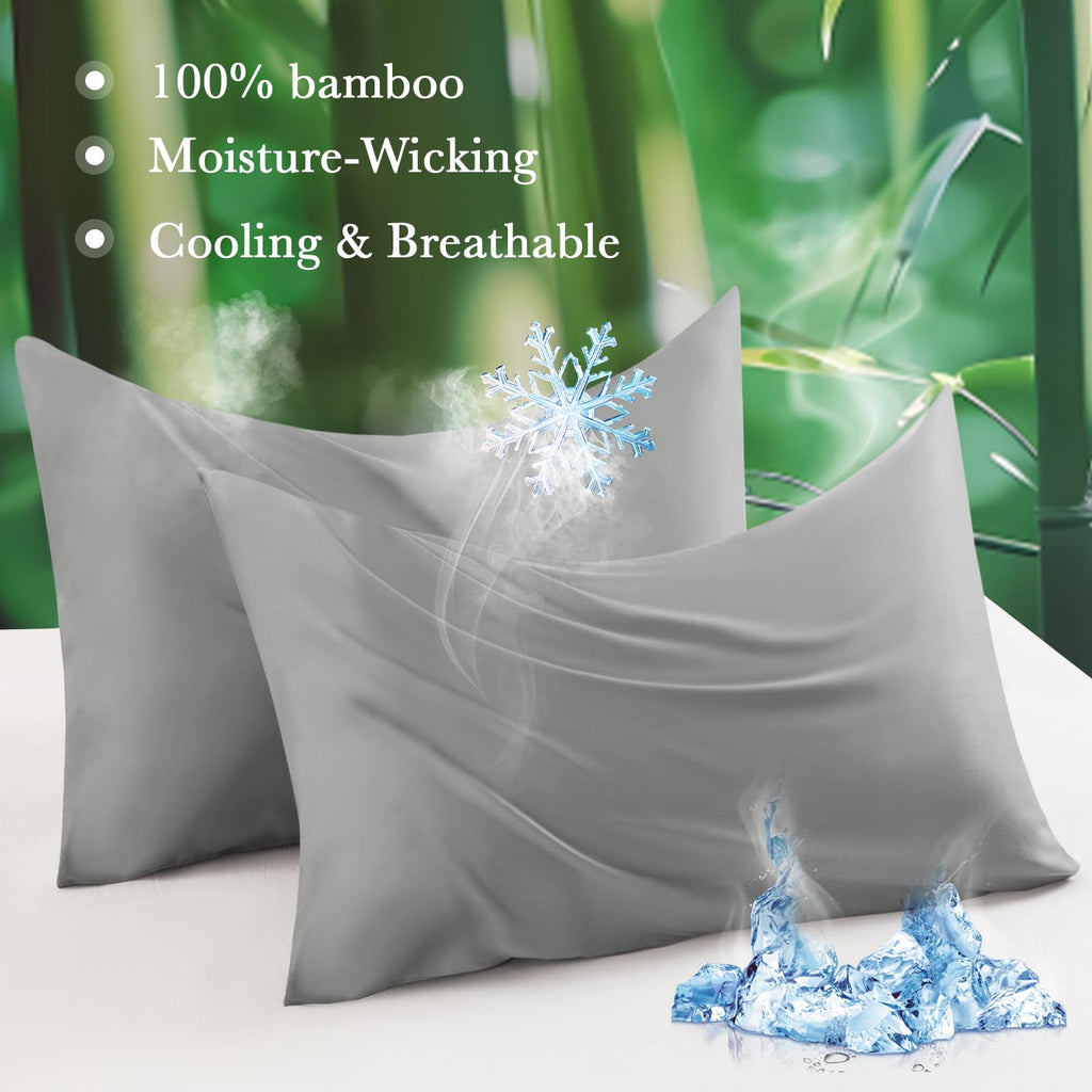 Curved Pillow Case Queen Size, Side Sleeper Pillow Cases Cover Cooling Rayon Derived from Bamboo with Zipper for hot
