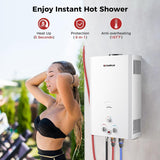 Outdoor Tankless Water Heater Propane, 4.22 GPM Propane Tankless Water Heater, 16L Outdoor Water Heater for Camping