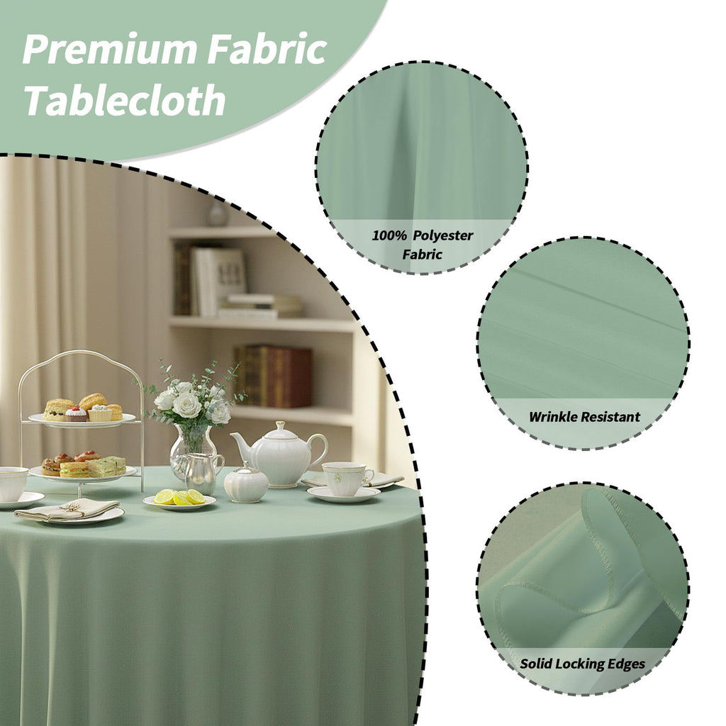 6 Pack 120 Inch Tablecloths Round Sage Green Table Cover