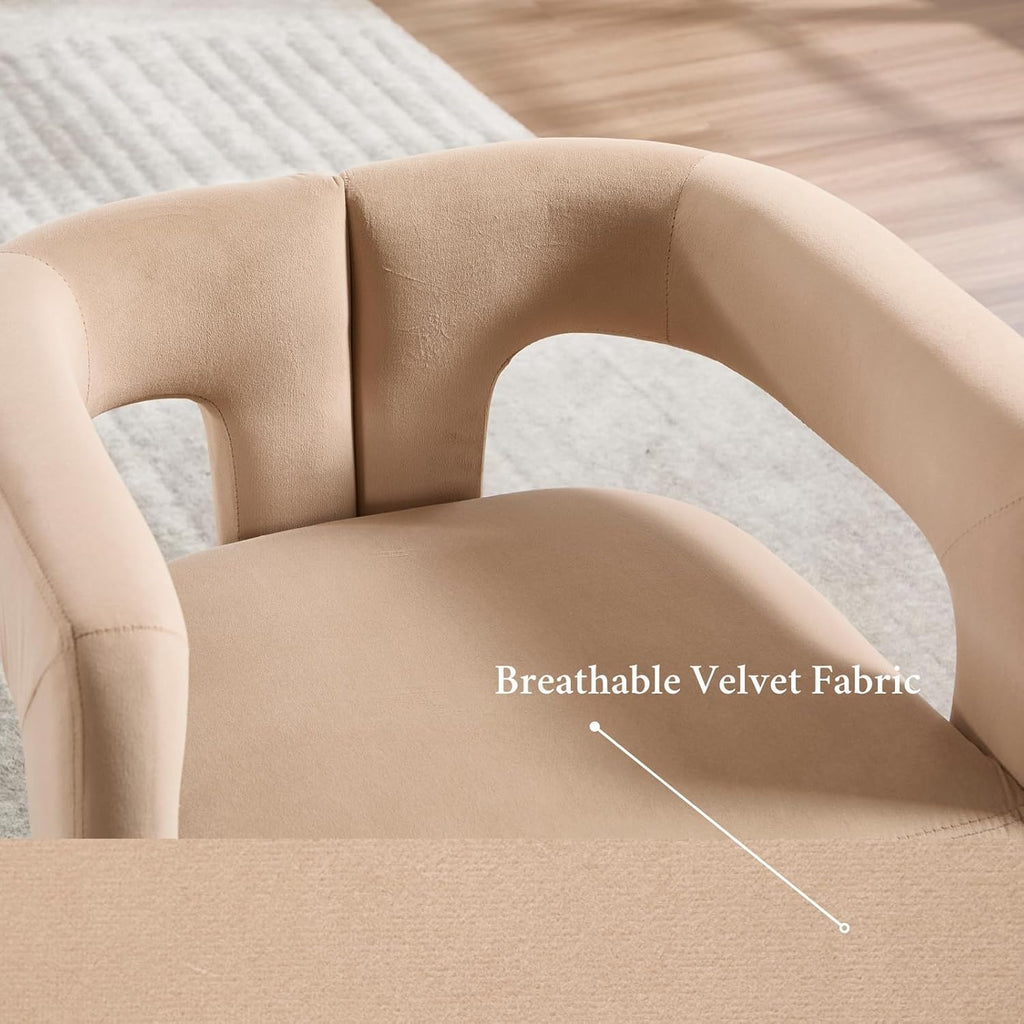 Modern Dining Chairs Set of 6, Upholstered Side Chairs Velvet Fabric Guest Chairs with Barrel Backrest Armchair for