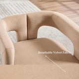 Modern Dining Chairs Set of 6, Upholstered Side Chairs Velvet Fabric Guest Chairs with Barrel Backrest Armchair for