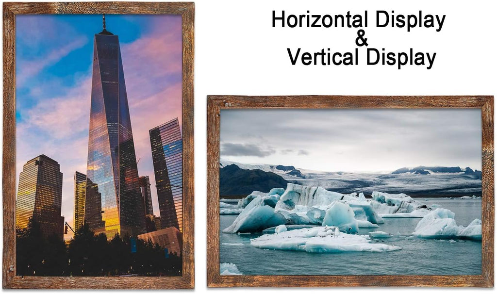 24x36 Poster Frame Rustic Wood Big Photo or Movie Poster Frames for Wall Decor with Polished Plexiglass,Brown,2 Pack