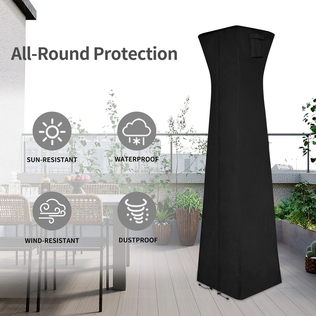 Pyramid Torch Patio Heater Cover, 90"H x 23"L x 23"W, Black