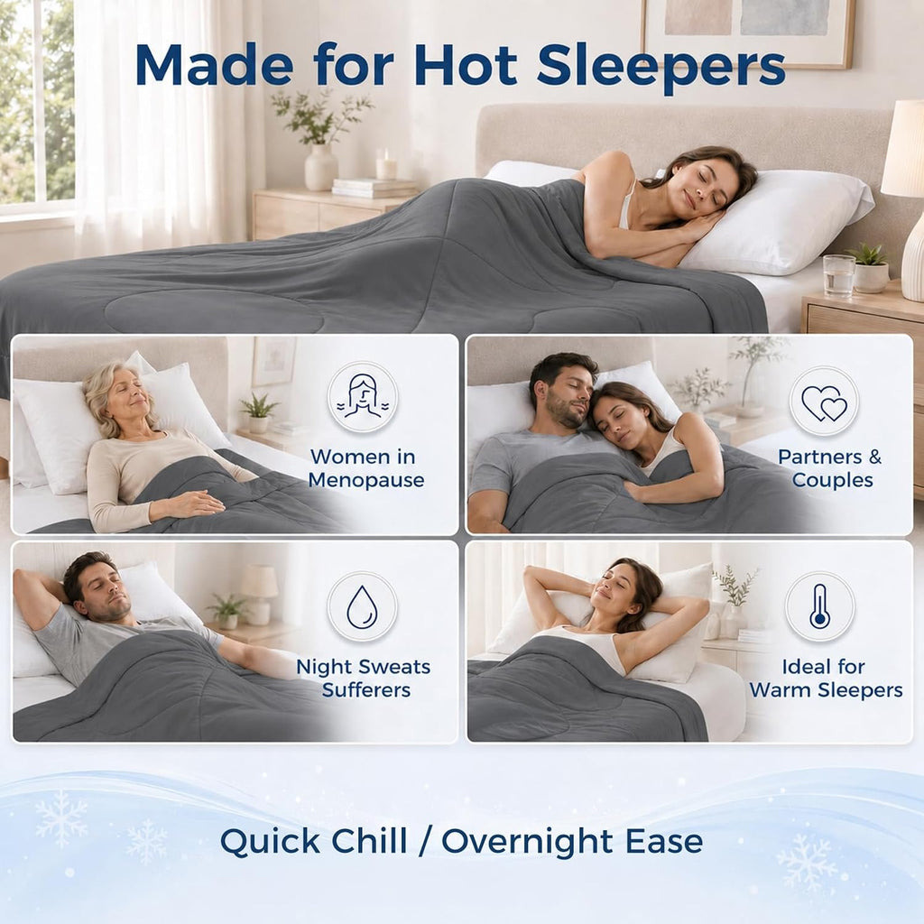 Cooling Comforter King Size, Double-Sided Cold Tech Cooling Blanket for Hot Sleepers & Night Sweats,Q-Max 0.45 Soft