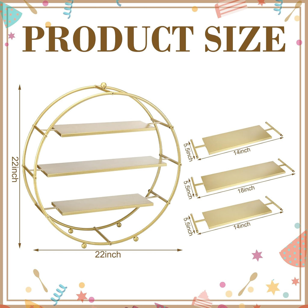 1 Pcs Gold Cupcake Stand 22 Inch Tiered Dessert Stand Large Metal 3 Tier Serving Tray Round Gold Dessert Table