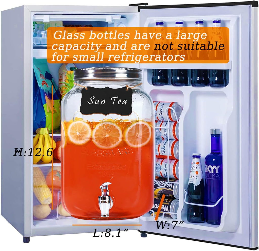 Gallon Drink Dispensers for Parties with 2 Press-Spigots & Fruit Infuser - Set of 2