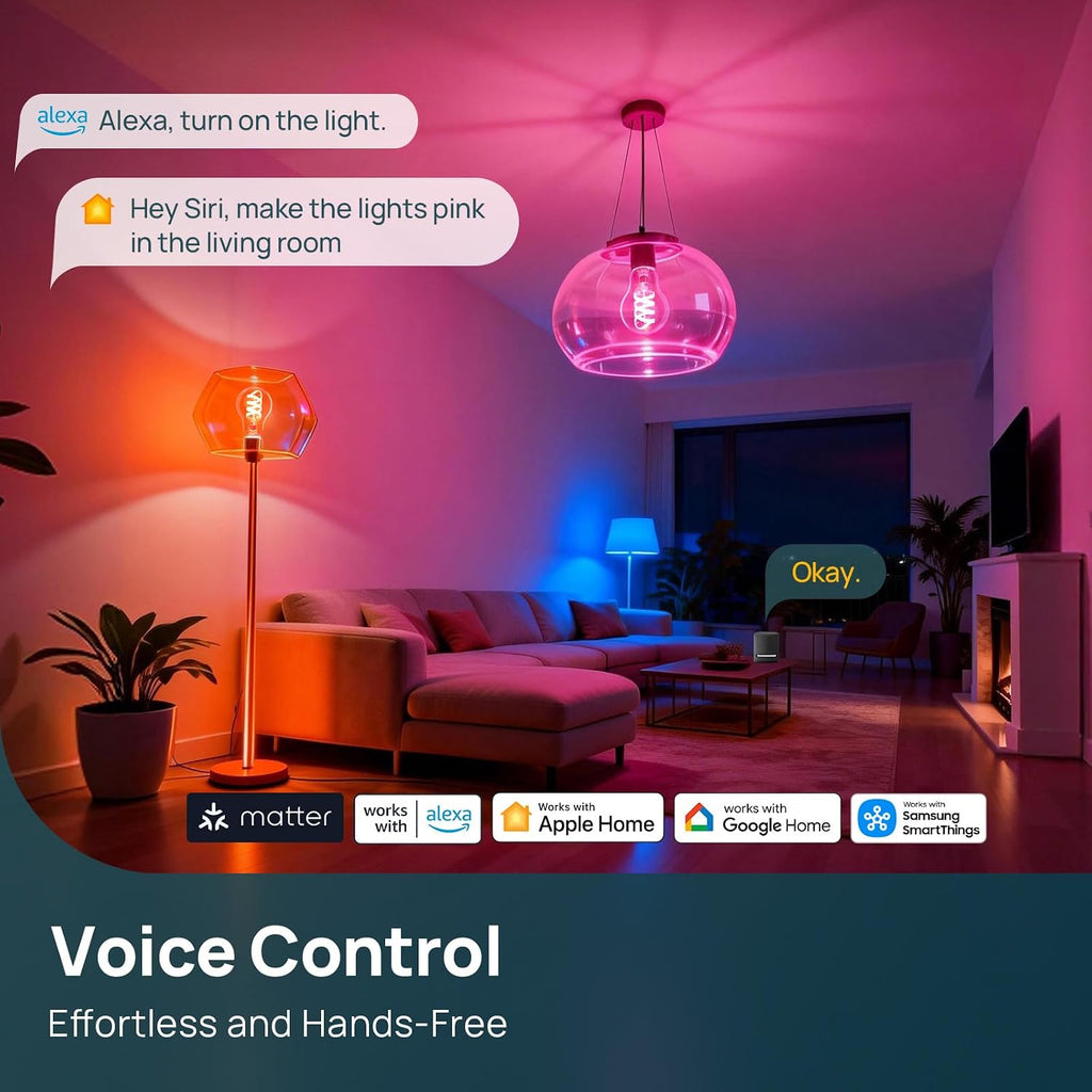 Matter Smart Light Bulbs, Works with Alexa/Apple Home/Google, 1Pack