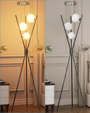 60IN Dimmable Black Tripod Floor Lamp Mid Century Standing Lamps with 3Pcs 3000K Bulbs Included Eye Care&Stable Base