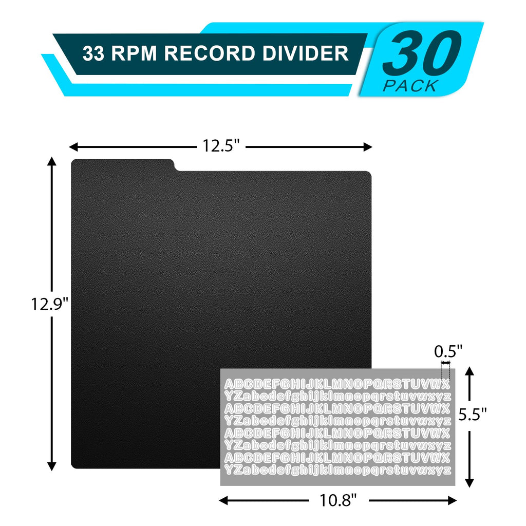 Vinyl Record Dividers, 12 Inch Album Storage Separators, Black(30 Pack)