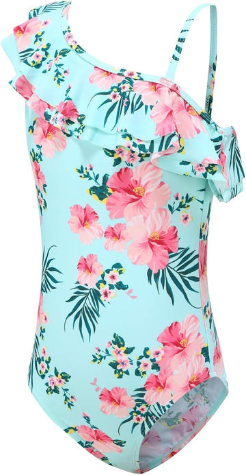 Girls One Piece Swimsuits Hawaiian Ruffle Swimwear Beach Bathing Suit