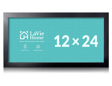 12x24 Picture Frame Black, Panoramic Picture Frame for Wall Decoration, Classic Black Minimalist Style Suitable for