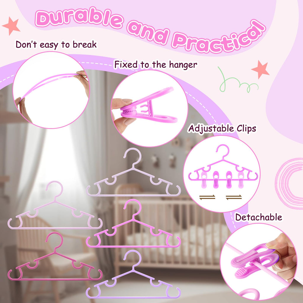 Baby Hanger with Clip for Pant, 120 Packs Total, Pink Series, 10.6 Inch