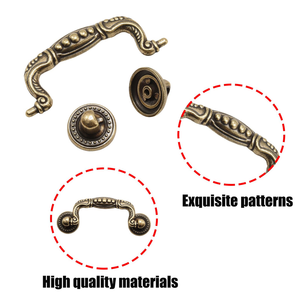 8 Pcs 3 Inch P02 Antique Brass(Gold) Cabinet Handle Drawer Pulls