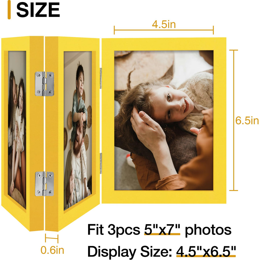 Yellow Triple 5x7 Picture Frame Vertical