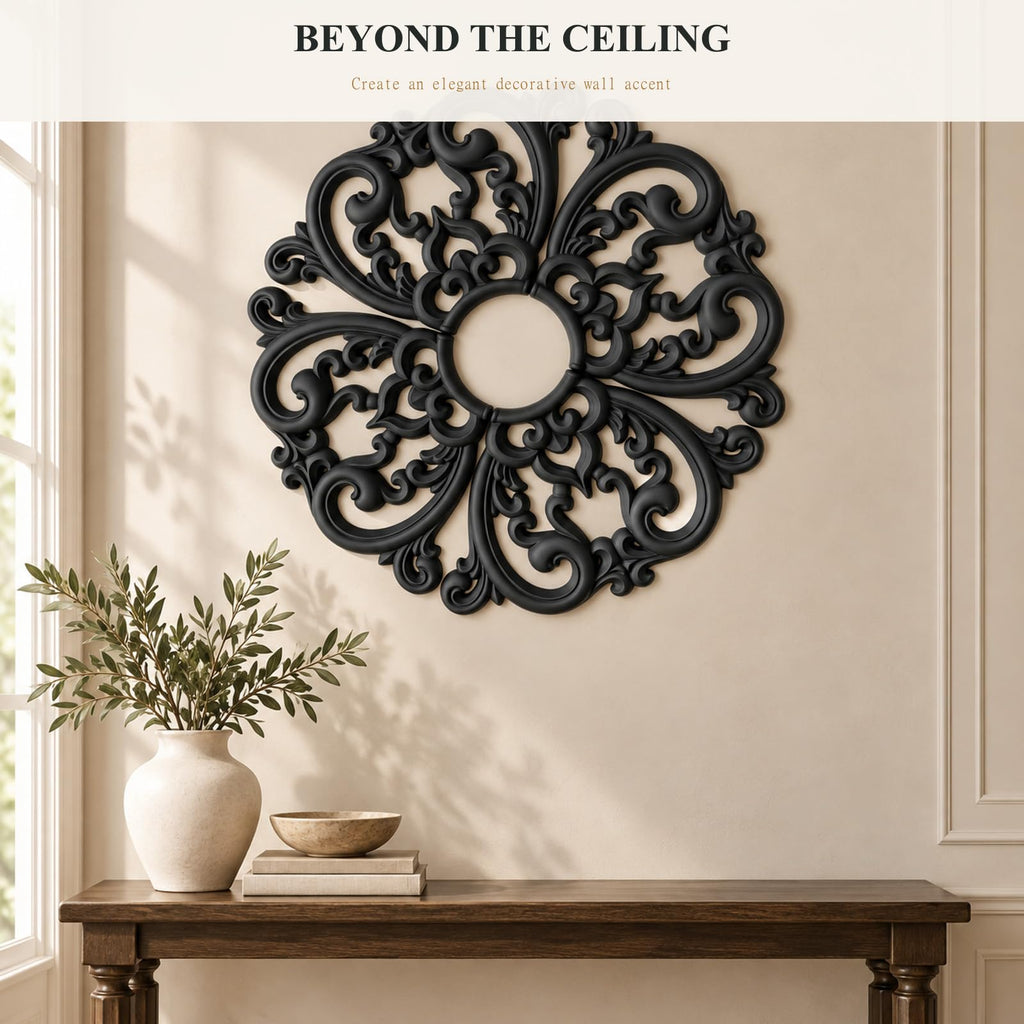 24" OD x 5" ID Black Ceiling Medallion 4-Piece Set